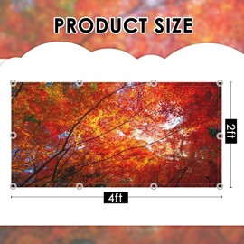 Bribay Pack of 4 Fluorescent Light Covers for Classroom Ceiling, Red Autumn Leaves Vibrant, 4 x 2 Feet Magnetic Light Covers Filter for Hospital Home Office