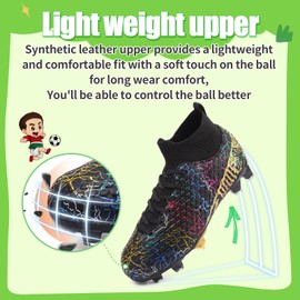 Kids Soccer Cleats Boys Girls Football Shoes Tacos De Futbol para Niños Youth Outdoor Football Cleats Baseball Shoes Guayos De Fútbol Turf High Top Football Boots Toddler Soccer Boots