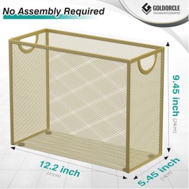 GoldOrcle Hanging File Organizer, Letter-size File Holder Filing Box with 5 Hanging Folders, Metal Mesh Desk File Folder Storage(No Assembly Required)