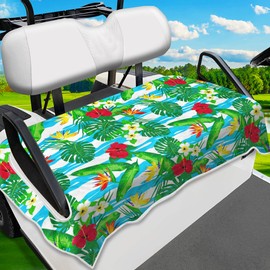 ENYORSEL Golf Cart Seat Covers, Striped Tropical Golf Cart Seat Towel for All EZGO, Yamaha, Club Cars, Icon and More Cart Front Seat, 100% Microfiber Keeps Seat Cool and Comfortable, 51'' x 31''