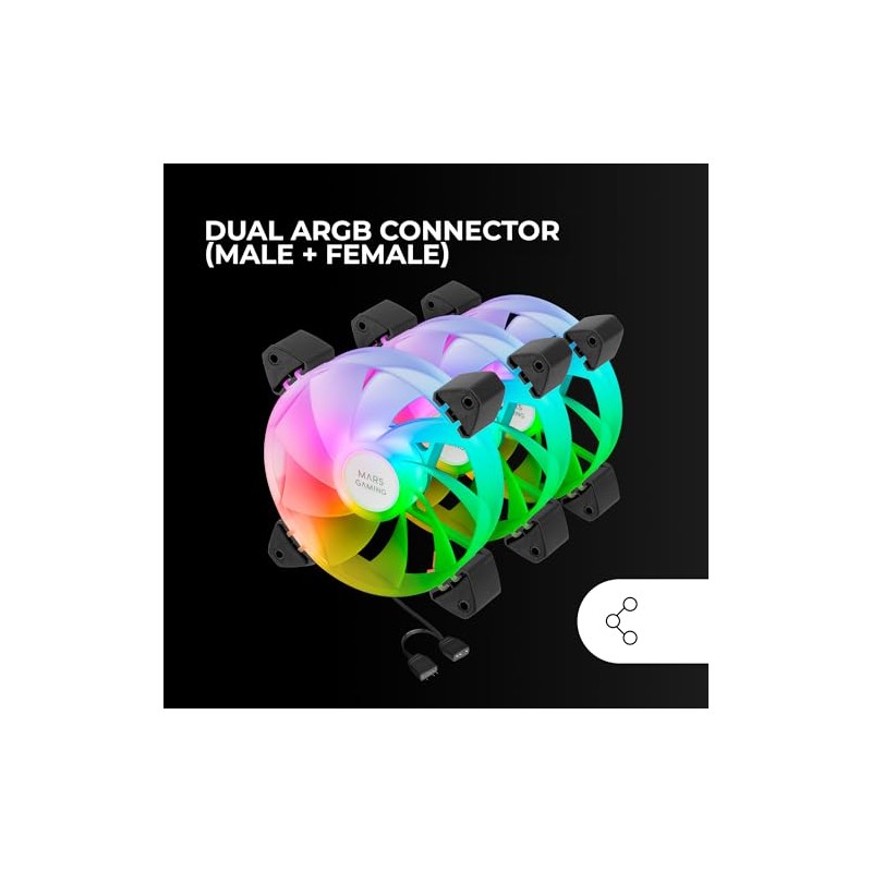 Mars Gaming MF-3AR, Kit 3x Fans 120 mm FDB, Inverted