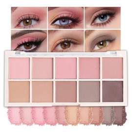 FeiCuiYun 10 Colors Eyeshadow Palette,Matte&Glitter&Shimmer Eyeshadow Makeup,Naturing-Looking,High Pigment Waterproof Eye Shadow Palette Makeup, 100% Cruelty-free (11#Matte Nude)