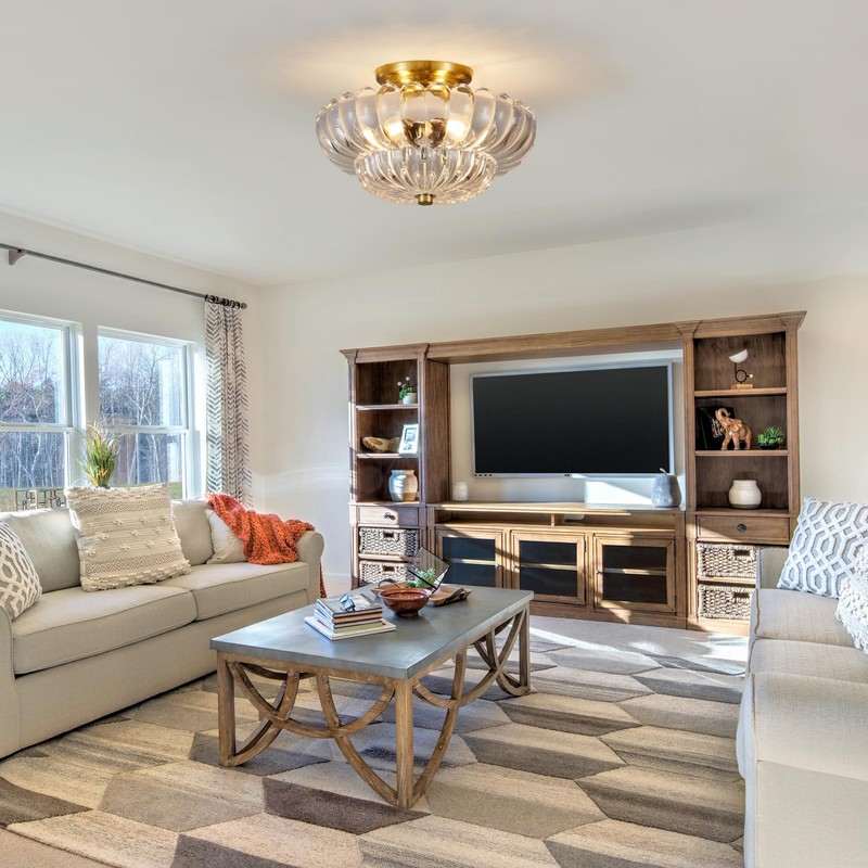 Tradetop Semi Flush Mount Ceiling Light, Gold Light Fixture Ceiling
