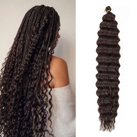 Datanala Ocean Wave Crochet Hair 24inch Deep Wave Curly Crochet Hair 1pack Deep Curly Braiding Hair Extensions Long Braids Deep wave Synthetic hair for Black Women (4#, 24Inch,Pack of 1)