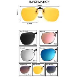 Long Keeper Clip on Sunglasses - Polarised Clip-on Sunglasses fit over Glasses for Women Men, Rimless Flip up Sunglasses for driving fishing outdoor