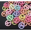 50 Mixed Pastel Colors Peace Sign Acrylic Beads Spacer 16mm