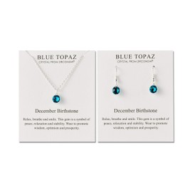 Philip Jones December (Blue Topaz) Birthstone Necklace & Drop Earrings Set Created with Zircondia® Crystals