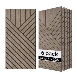 Olanglab Wood Veneer Wall Panels 6 Pack, 24‘’X48‘’ Sound Absorbing Panels for Noise Reduction, Diadonal Stripe
