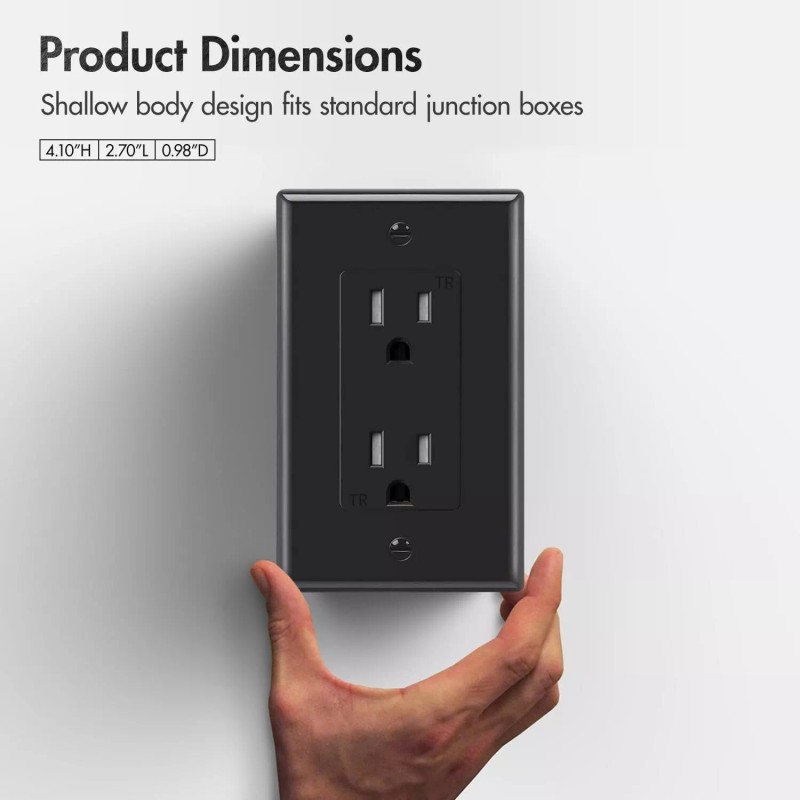 maxbright 10 Pack Outlet Socket, Decora Duplex Receptacle 15 Amp,
