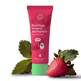 Gutology Kids Natural Probiotic Hydroxyapatite Toothpaste 75 ml Fluoride Free Toothpaste Remineralising Enamel Repair Suitable for Children 2+ Helps Sensitive Teeth Whitening - Wild Strawberry Flavour