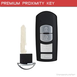 StandardAutoPart 4 Button Proximity Remote Smart Key Compatible with Mazda 2 3 6 Sedan Miata MX-5 WAZSKE13D01 GJR9-67-5DY, GJR9-67-5RY, GJY9-67-5DY (Complete Key)