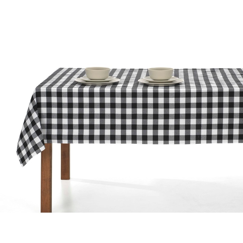 LAN&LAN - Rectangular Checked Tablecloth Washable Excellent for Indoor and