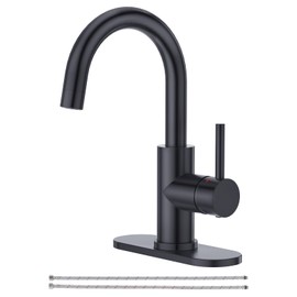 CREA Black Bathroom Faucet 1 Hole Single Handle Bar Sink Faucets High Arc 360° Swivel Stainless Steel Small Kitchen Faucet for Mini Pre Sink Outdoor RV Marine Vanity Faucet 3 Hole Deck Plate
