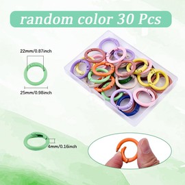 SOFPLATE 1 Box 1 Inch 25 mm Pack of 30 Spring O Rings Bulk Pack Circle Clip Hooks Coloured Large Keyring Buckle Made of Alloy Tiger Loose Round Carabiner for Jewellery Making Key Rings