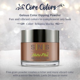 SNS Healthy Natural Nails SNS Nail Dip Powder, Gelous Color Dipping Powder - Britania Mocha (Brown/Shimmer) - Long-Lasting Dip Nail Color Lasts 14 Days - Low-Odor & No UV Lamp Required - 1.5oz