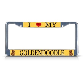 Fastasticdeals I Love My Goldendoodle Dog License Plate Frame Tag Holder Cover
