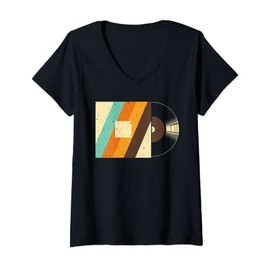 Womens Cool Vinyl Record For Men Women Record Lover Jazz Turntable V-Neck T-Shirt