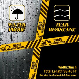 Nuanchu 2 Rolls 3'' x 98 Feet Under Construction Party Tape Decorations Construction Zone Tape Birthday Party Supplies Favors for Birthday Party Classroom Room Decor(No Stickiness)