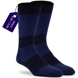 J.B. Field's Icelandic -30 Below XLR Merino Wool Thermal Winter Socks for Hiking, Trekking & Outdoor Activity, 2 Pairs (Large) Denim