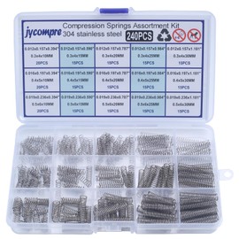jycompre 240pcs Small Compression Springs Assortment Kit, 15Different Sizes 304 Stainless Steel Springs for DIY Repairs Project