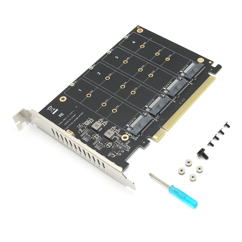 M.2 NVMe SSD to PCIE X16 Adapter Card, 4 Port