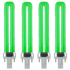 Diodesy- Compact Fluorescent U-Shaped Green Light Bulb PL 2-Pin Twin Tube 9W CFL Colored Plugin Lamp with G23 Base for Signage Table Lamps Ceiling Fixture Wall Sconces Pack of 4