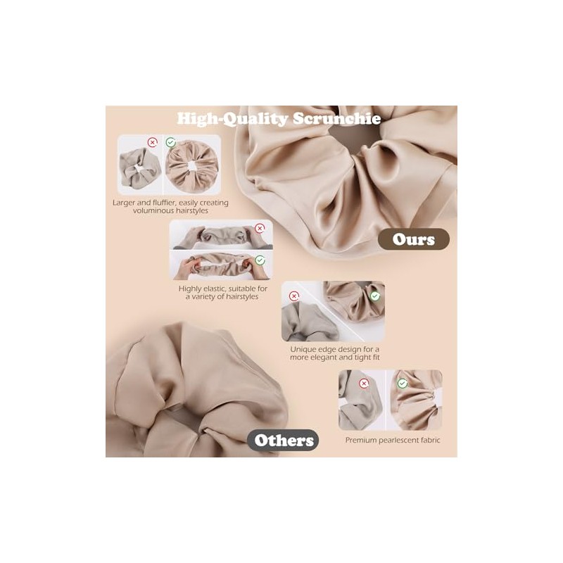 Coleteros de Satén, GeeRic 5 Satin Hair Scrunchies para Mujer