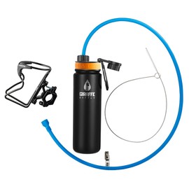 Giraffe Bottle Journey Hydration System, Insulated Stainless Steel Bottle, 36 inch / 91 cm Journey Straw, with Round Tube Mounted Bottle Cage