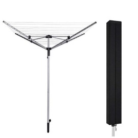 Hsthe Sea Rotary Airer Cover Rotary Clothes Line Cover Washing Lines Cover Waterproof with Zip 16x16x180cm Rotary Airer Cover Rotary Dryer Cover Dryer Protective Cover Windproof, Black