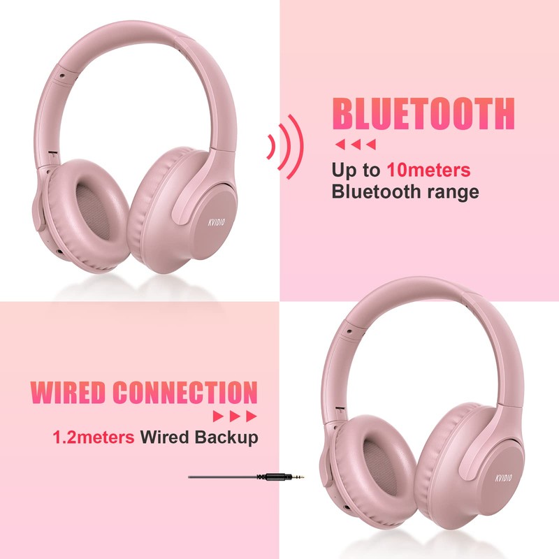 KVIDIO Bluetooth Headphones Over Ear, 65 Hours Playtime Wireless Headphones