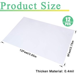 12 Pack Drop Cloth Plastic Sheeting, 9 x 12 FT Heavy Duty Painters Tarp, Waterproof Dustproof Furniture and Floor Protection Cover, Tear-Resistant Plastic for Painting and Renovation