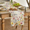 Artoid Mode Daisy Lavender Floral Leaves Summer Table Runner, Spring