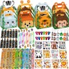 NlsqEU Jungle Party Bag Set, Animal Party Bags, Jungle Party Bags, Gift Bags, Snap Bracelet, Straw, Key Chain, Bookmark, Toy Stamp, DIY Stickers