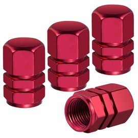 Flaconi 4 x Car Valve Caps, Valve Caps, Car Valve Caps, Metal Car Tyre Valve Caps, Tyre Valve Caps, Suitable for Cars, Motorcycles, SUVs (Red)