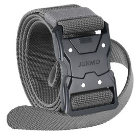 JUKMO Quick Release Tactical Belt, Military Work 1.5" Nylon Web Hiking Belt with Heavy Duty Seatbelt Buckle (Grey, X-Large-for Waist 46"-50" (Length 57"))