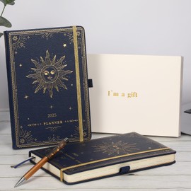 2025 Planner - 2025 Weekly Monthly Planner, January 2025 - December 2025, 5.75" x 8.25", Faux Leather Planner 2025 with Back Pocket & 40 Notes Pages - Mystic Blue