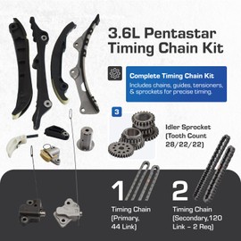 3.6L Pentastar Timing Chain Kit Compatible With 2011-2022 Chrysler Town & Country Jeep Grand Cherokee Wrangler Dodge Challenger Durango RAM 1500 3.6L V6 5184357AE 6509253AA