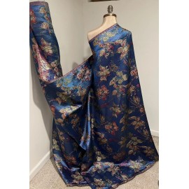 Wowfabric4less123 Blue Gold Purple Metallic Brocade Fabric 58” Width Sold By Yard