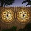 gardencave 4 Pack Solar Fence Lights Metal Solar Powered Outdoor
