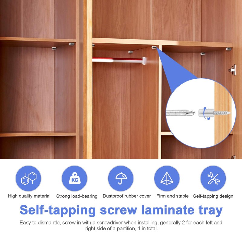 Faankiton Pack of 100 Self-Tapping Integrated Screw, Self-Tapping Shelf Supports,