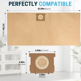 FURWEY 12 Pack Vacuum Bags For DEWALT 6 to 10 Gallon Shop Vac DXVA19-4101, Dust Collection Bag with Filter For Vacmaster VHBM Disposable Filter Bags