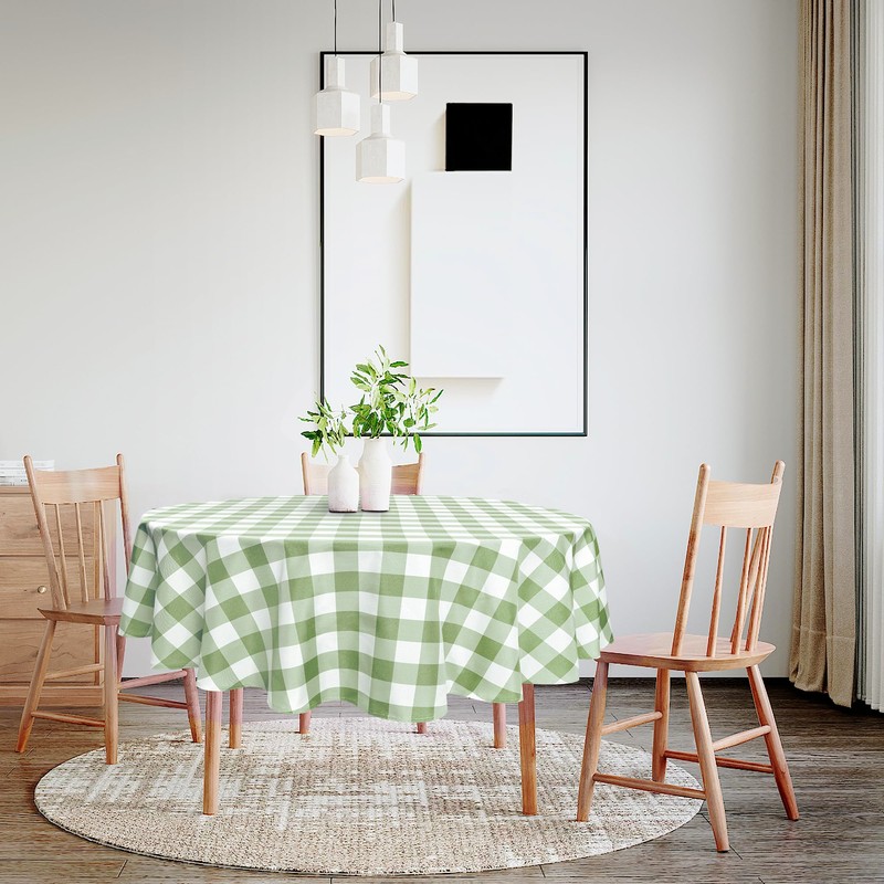 Hiasan Checkered Round Tablecloth 30 Inch - Waterproof Stain and