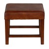 Bare Decor Alvin Genuine Leather Ottoman with Solid Teak Wood
