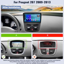 SIXWIN 2G+64G Android 13 Car Stereo for Peugeot 207 2009-2013 with Wireless CarPlay Android Auto Mirror Link 9 Inch Touchscreen Bluetooth GPS Navigation WiFi FM Backup Camera MIC