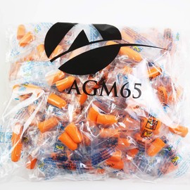 AGM65 Ear Plugs, Bulk Set, 100 Pairs (Sorted Per Pair), Total of 200 Pieces, Case Included, Orange