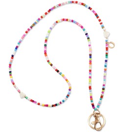 MyfavoriteK Colorful Beaded Teacher Lanyard For Women With Initial Letter Trendy Cute Badge Holder Neck Lanyards for Teachers, O, 17 in length