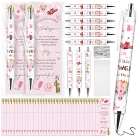 DAVAXI 60 Set Cowgirl Baby Shower Party Favors for Guests Include 60 Pink Western Ballpoint Pens 60 Thank You Greeting Cards Baby Shower Gifts Decorations Gender Reveal Favors Return Prizes