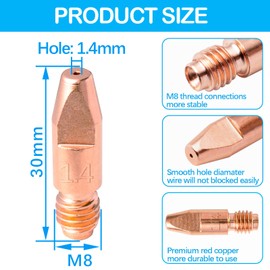 RYXZEN 10 pieces 1.4 mm copper contact tip welding nozzles power nozzle M8 0.052 inch welding machine welding accessories wear parts set for MB36KD MIG MAG welding torch