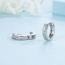 ZIPPICE Opal Hoop Earrings Silver 925 White Opal Small Earrings Jewellery Gifts for Women Wife Girls Mum Mother's Day Gifts for Mum, Sterling Silver, No Gemstone