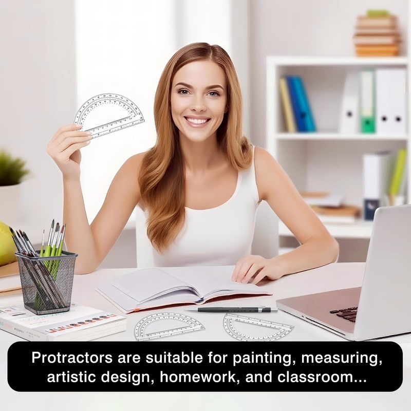 Clear Plastic Protractor Set – 4-Pack 180° Math Geometry Protractors